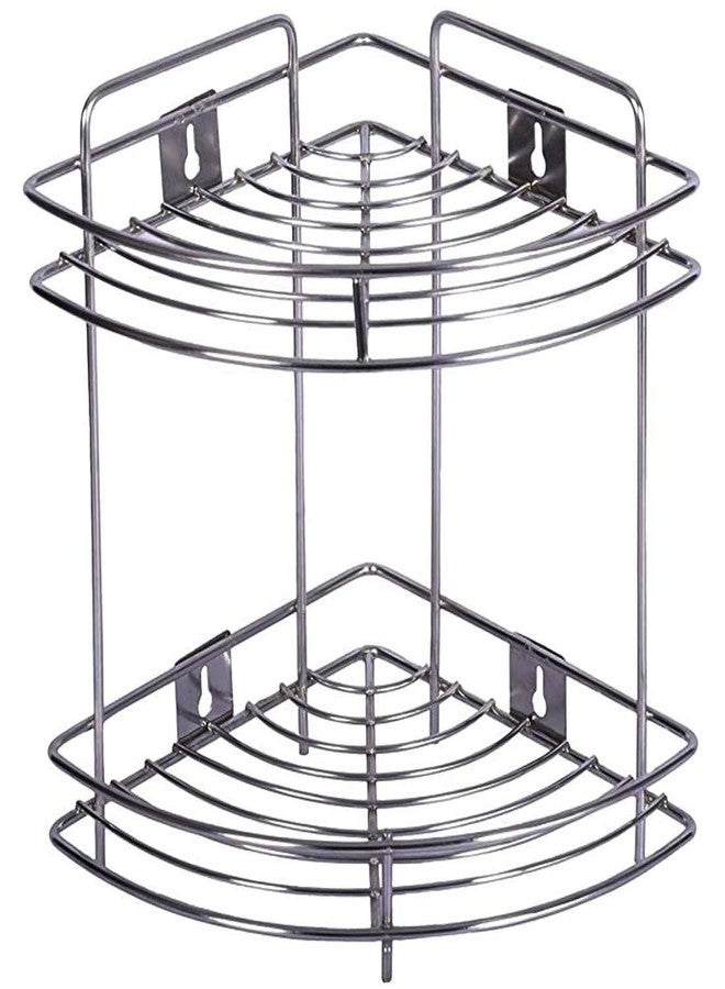 Homenique Corner Bathroom Shelf Storage Wall Mounted Multipurpose Stainless Steel 2-Tier Corner Storage Rack/Shelf for Kitchen and Bathroom - Image 1